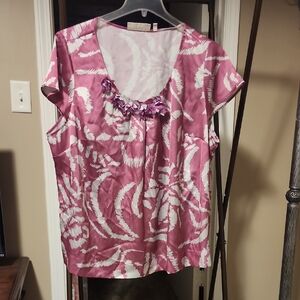 Sejour Pink and White Floral Blouse